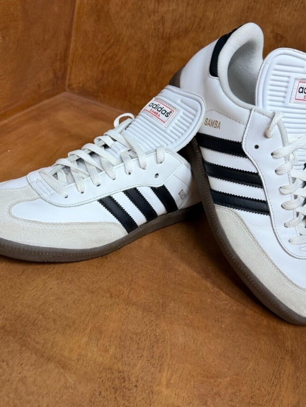 Adidas Samba Classic Shoes Mens 10.5 White Core Black Leather Sneakers 772109